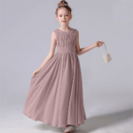 Chiffon flower girl dress for wedding-dusty-purple