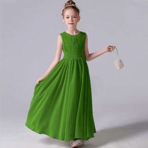 Chiffon flower girl dress for wedding- green