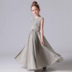 Chiffon flower girl dress for wedding-grey (6)