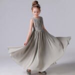 Chiffon flower girl dress for wedding-grey (7)