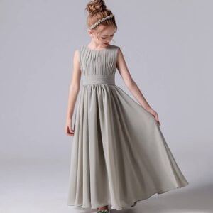 Chiffon flower girl dress for wedding-grey (8)