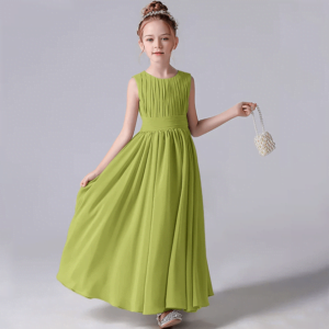 Chiffon flower girl dress for wedding-light-green