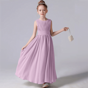 Chiffon flower girl dress for wedding-lavender-purple