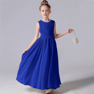 Chiffon flower girl dress for wedding-royal-blue