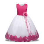 Flower girl dress with rose petals inside-deep-pink