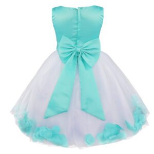 Flower girl dress with rose petals inside-green-white (1)