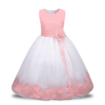 Flower girl dress with rose petals inside-pink (1)