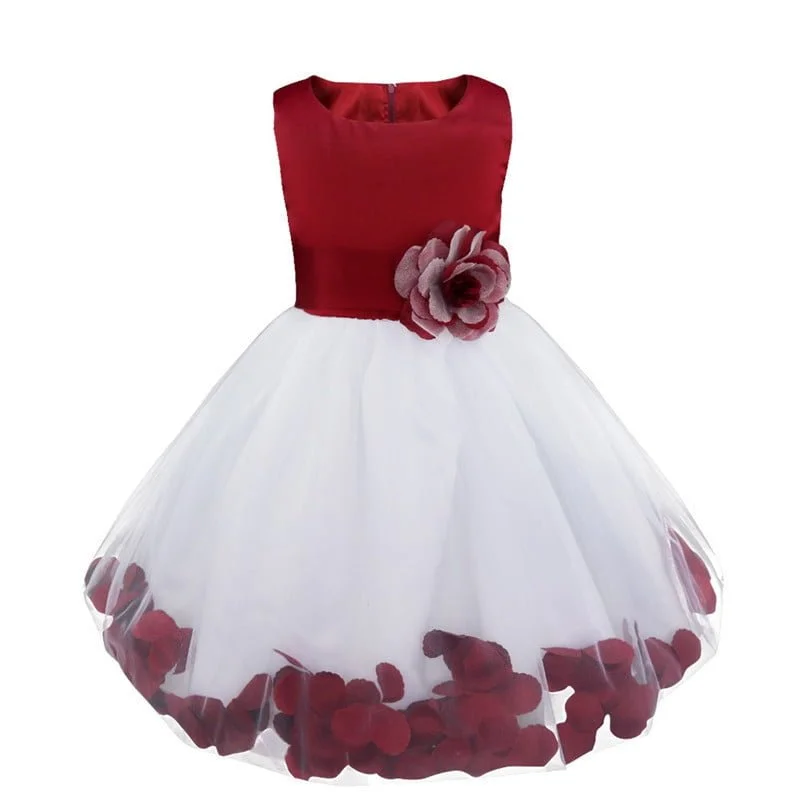 Rose petal flower girl cheap dress