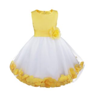 Flower girl dress with rose petals inside-white-yellow (1)