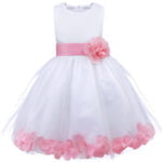 Flower girl dress with sash-pink (1)