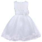 Flower girl dress with sash-white (1)