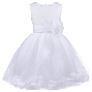 Flower girl dress with sash-white (1)