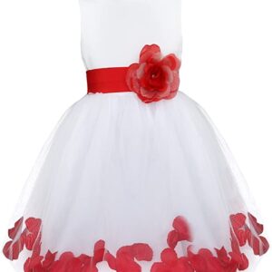 Flower girl dress with sash-white-red