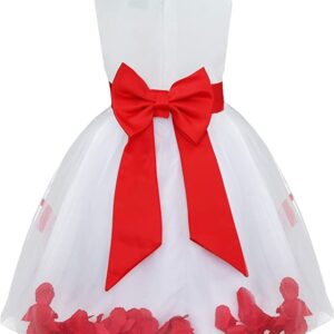 Flower girl dress with sash-white-red2
