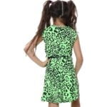 Girl leopard print skater dress-neon-green3