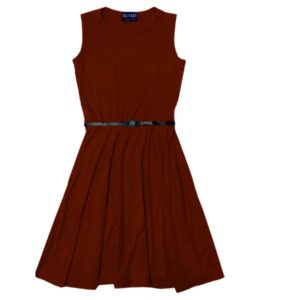 Girl plain skater dress -brown