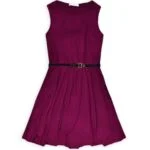 Girl plain skater dress-burgundy