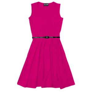 Girl plain skater dress -cerise