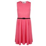 Girl plain skater dress -coral