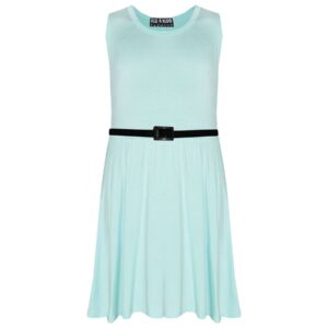 Girl plain skater dress -mint-green