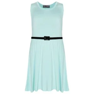 Girl plain skater dress -mint-green