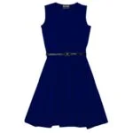 Girl plain skater dress-navy-blue