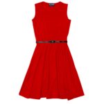 Girl plain skater dress-red