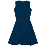 Girl plain skater dress-teal