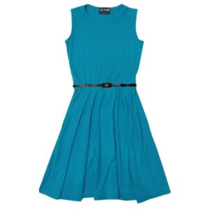 Girl plain skater dress-turquoise