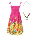 Girls beach dress with floral print-pink (3)