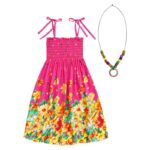 Girls beach dress with floral print-pink (5)