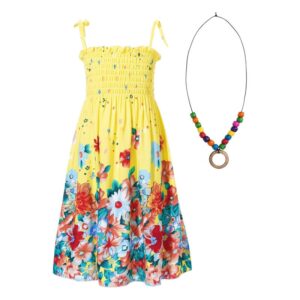 Girls beach dress with floral print-yellow (2)