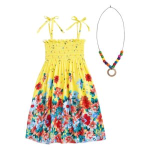 Girls beach dress with floral print-yellow (4)