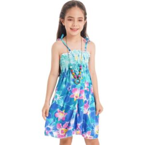 Girls floral beach dress-blue (2)
