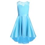 High low girl satin dress-blue (1)