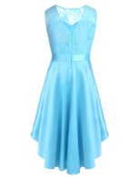 High low girl satin dress-blue (1)