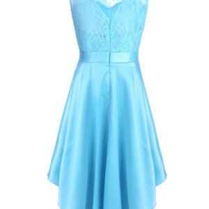 High low girl satin dress-blue (1)