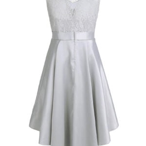 High low girl satin dress-grey (2)