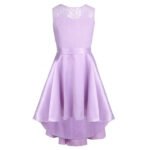 High low girl satin dress lavender