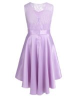 High low girl satin dress lavender