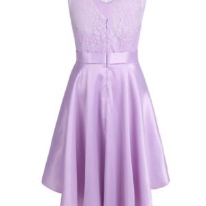 High low girl satin dress lavender