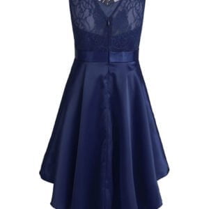 High low girl satin dress-navy-blue (1)