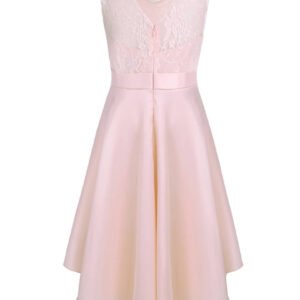 High low girl satin dress-pink (2)