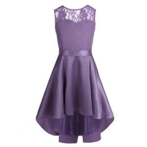 High low girl satin dress-purple (1)