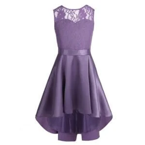 High low girl satin dress-purple (1)