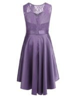 High low girl satin dress-purple (2)