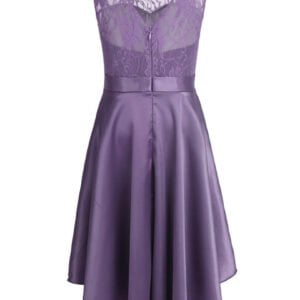 High low girl satin dress-purple (2)