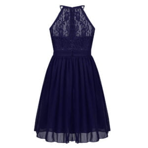 Lace chiffon flower girl dress-navy-blue (3)