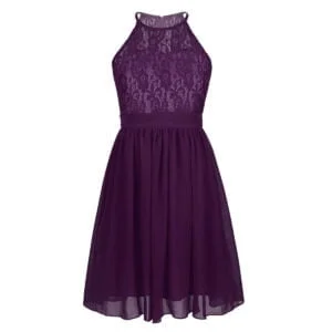 Lace chiffon flower girl dress-purple (1)