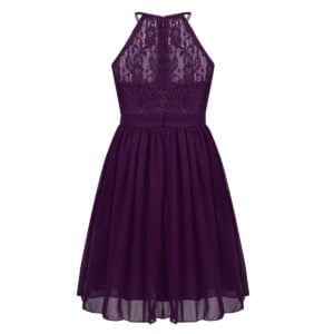 Lace chiffon flower girl dress-purple (2)